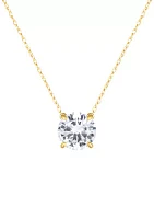 Lab Grown White Sapphire Pendant Necklace with 18" Rope Chain in 10K Yellow Gold