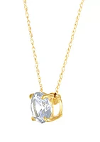 Lab Grown White Sapphire Pendant Necklace with 18" Rope Chain in 10K Yellow Gold