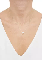 Lab Grown White Sapphire Pendant Necklace with 18" Rope Chain in 10K Yellow Gold