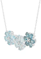 1/10 ct. t.w. Diamond and Multi Blue Topaz Necklace in 10K White Gold