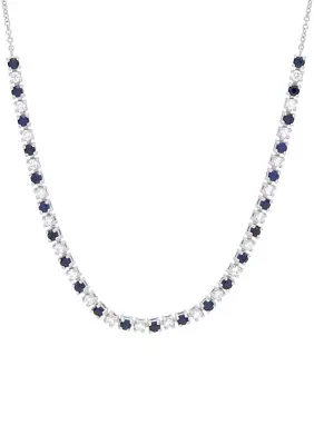 1/2 ct. t.w. Lab Grown Diamond and Lab Grown Sapphire Tennis Necklace in 10K White Gold