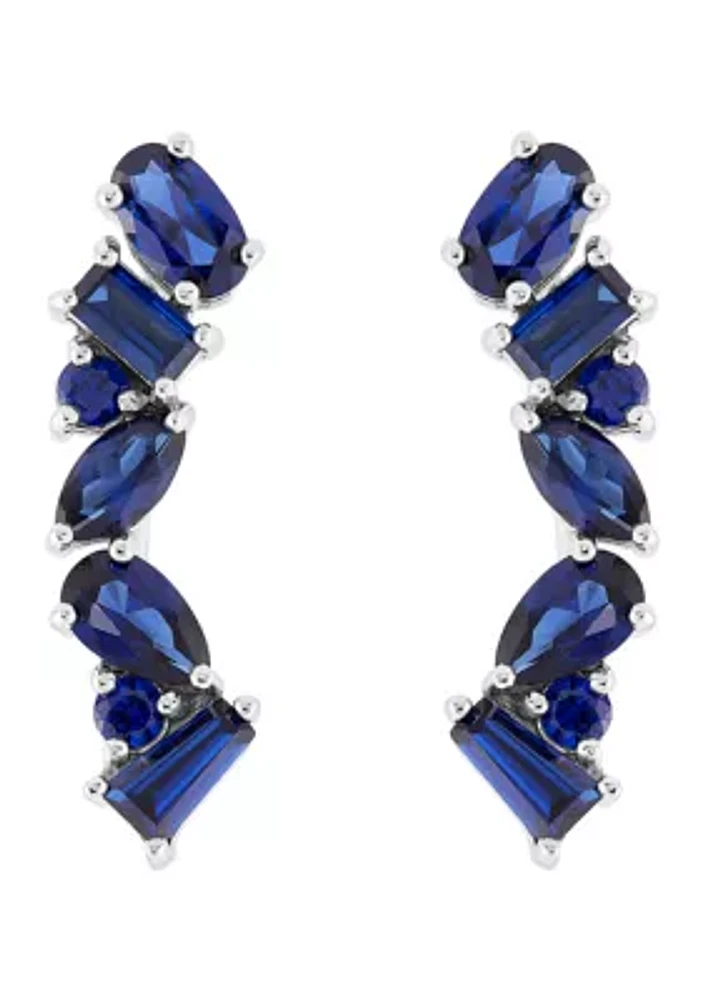 Lab Created Sapphire Earrings in Sterling Silver