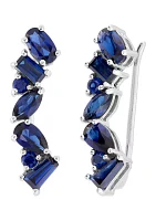 Lab Created Sapphire Earrings in Sterling Silver