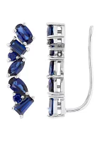 Lab Created Sapphire Earrings in Sterling Silver