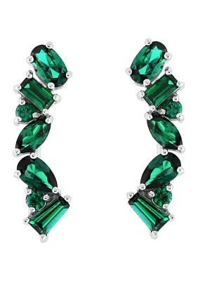 Lab Created Emerald  Earrings in Sterling Silver