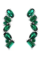 Lab Created Emerald  Earrings in Sterling Silver