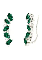 Lab Created Emerald  Earrings in Sterling Silver