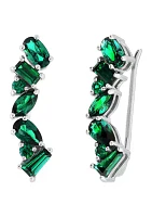 Lab Created Emerald  Earrings in Sterling Silver