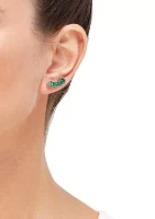 Lab Created Emerald  Earrings in Sterling Silver