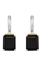 Onyx Drop Earrings in Sterling Silver/14k Yellow Gold