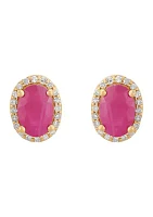 1/10 ct. t.w. Ruby and Diamond Earrings in 10K Yellow Gold