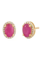 1/10 ct. t.w. Ruby and Diamond Earrings in 10K Yellow Gold