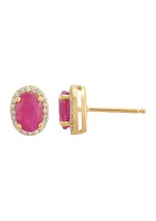 1/10 ct. t.w. Ruby and Diamond Earrings in 10K Yellow Gold