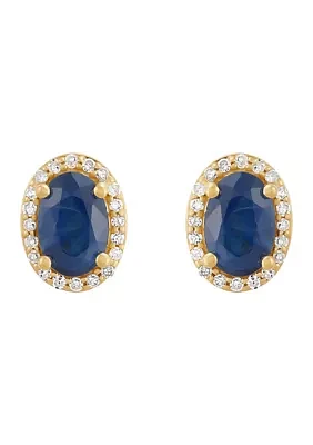 1/10 ct. t.w. Sapphire and Diamond Earrings in 10K Yellow Gold