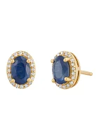 1/10 ct. t.w. Sapphire and Diamond Earrings in 10K Yellow Gold