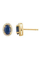 1/10 ct. t.w. Sapphire and Diamond Earrings in 10K Yellow Gold