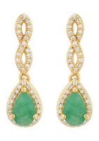 1/6 ct. t.w. Emerald and Diamond Earrings in 10K Yellow Gold