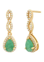 1/6 ct. t.w. Emerald and Diamond Earrings in 10K Yellow Gold