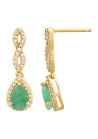 1/6 ct. t.w. Emerald and Diamond Earrings in 10K Yellow Gold