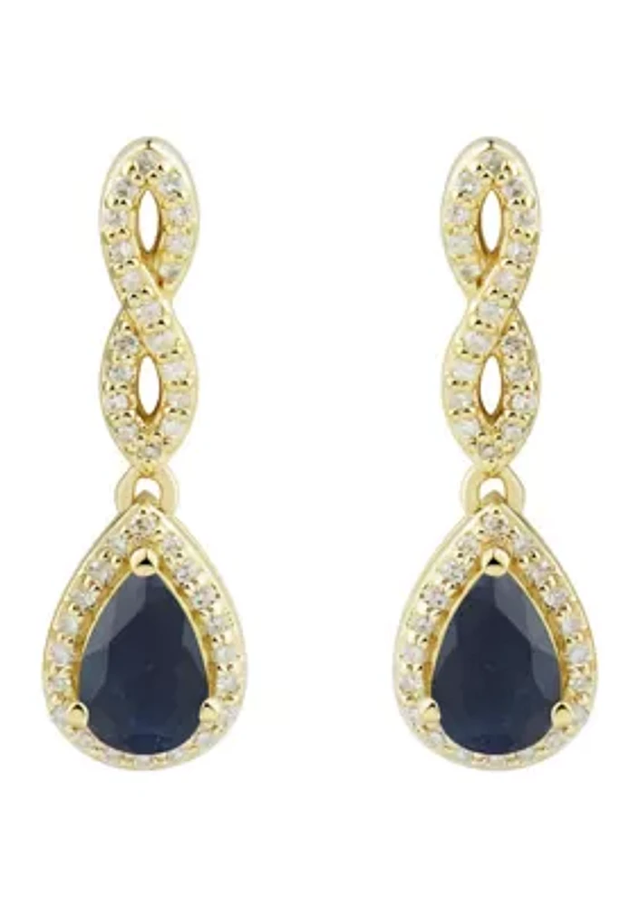 1/6 ct. t.w. Sapphire and Diamond Earrings in 10K Yellow Gold.