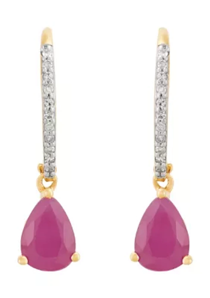 1/10 ct. t.w. Ruby and Diamond Earrings in 10K Yellow Gold