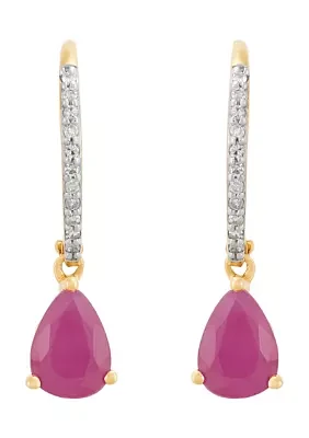 1/10 ct. t.w. Ruby and Diamond Earrings in 10K Yellow Gold