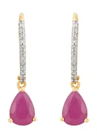 1/10 ct. t.w. Ruby and Diamond Earrings in 10K Yellow Gold