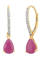 1/10 ct. t.w. Ruby and Diamond Earrings in 10K Yellow Gold