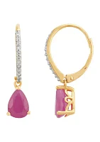 1/10 ct. t.w. Ruby and Diamond Earrings in 10K Yellow Gold