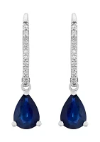 Sapphire and 1/10 ct. t.w. Diamond Earrings in 10K White Gold