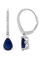 Sapphire and 1/10 ct. t.w. Diamond Earrings in 10K White Gold