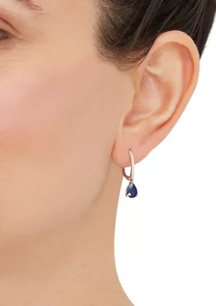 Sapphire and 1/10 ct. t.w. Diamond Earrings in 10K White Gold