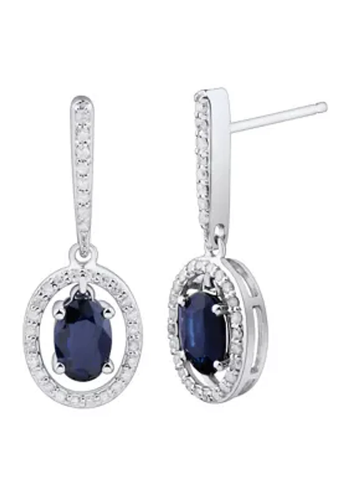 2.21 ct. t.w. Sapphire and Diamond Earrings in 10K White Gold