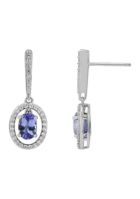 1/5 ct. t.w. Diamond and Tanzanite Drop Earrings in 10K White Gold