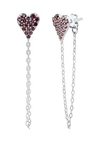 Lab Created Pink Sapphire Heart Earrings in Sterling Silver