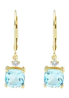 1/10 ct. t.w. Diamond and Sky Blue Topaz Earrings in 10K Yellow Gold