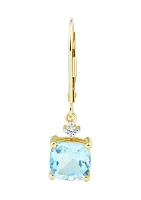 1/10 ct. t.w. Diamond and Sky Blue Topaz Earrings in 10K Yellow Gold