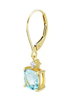 1/10 ct. t.w. Diamond and Sky Blue Topaz Earrings in 10K Yellow Gold