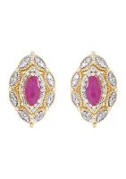 1/5 ct. t.w. Diamond and Ruby Stud Earrings in 10K Yellow Gold