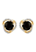 1/10 ct. t.w. Diamond and Onyx Stud Earrings in 10K Yellow Gold