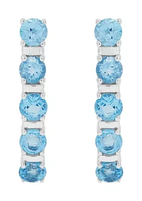 Blue Topaz Hoop Earrings in Sterling Silver