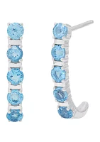 Blue Topaz Hoop Earrings in Sterling Silver