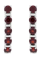 Garnet Hoop Earrings in Sterling Silver