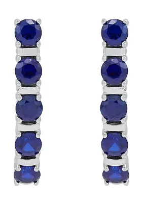 Lab Created Sapphire Hoop Earrings in Sterling Silver