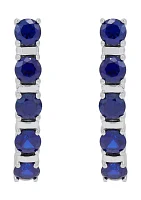 Lab Created Sapphire Hoop Earrings in Sterling Silver