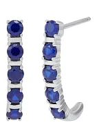 Lab Created Sapphire Hoop Earrings in Sterling Silver