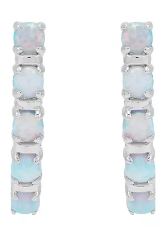 Lab Created Opal Hoop Earrings in Sterling Silver