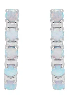 Lab Created Opal Hoop Earrings in Sterling Silver