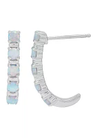 Lab Created Opal Hoop Earrings in Sterling Silver