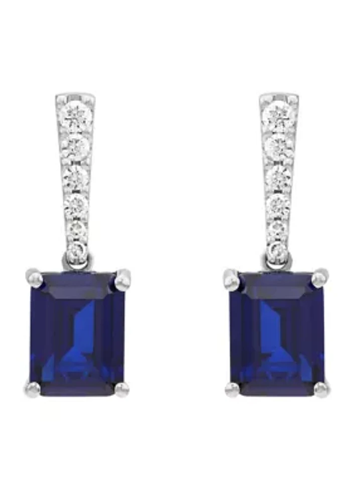 Lab Created Sapphire and 1/2 ct. t.w. Lab Created Diamond Earring in 10K White Gold